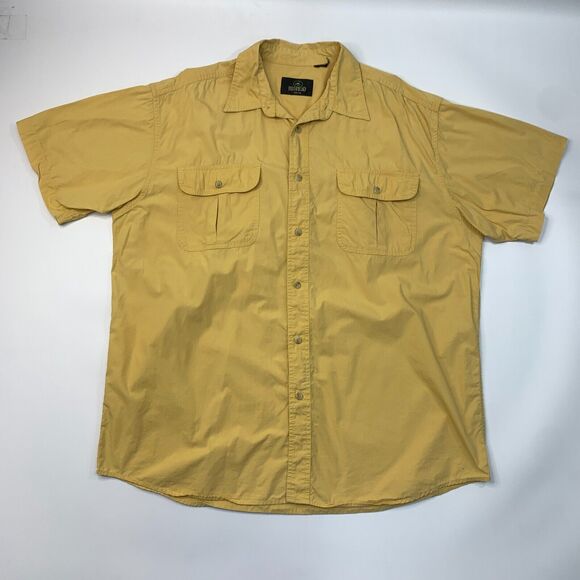 RedHead Shirt Mens XL Pale Yellow Pocket Button Up Spread Collar Short Sleeve - Picture 2 of 11
